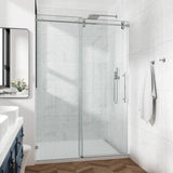 60*72" Fixed & Sliding Shower Door, Round Tube Hardware, Clear Glass Shower Door, 3/8 SGCC 17043962