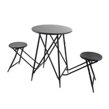 60.83x24x32.3" Black Stowable Side Table and Two Seats W2078P282279