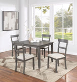 Classic Stylish Gray Natural Finish 5pc Dining Set Kitchen Dinette Wooden Top Table and Chairs B011P149000