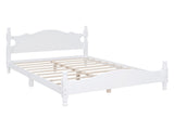 Full Size Wood Platform Bed Frame,Retro Style Platform Bed with Wooden Slat Support,White WF310129AAK