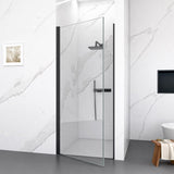 24" W x 72" H Semi-Frameless Circular Pivot Shower Door in Matte Black With 1/4" Thick SGCC W2813P331618