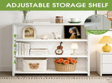 3-Tier Adjustable Open Bookcase, Freestanding White Wood Storage Shelf, 88lbs Load Capacity Display 90931503