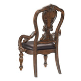 Traditional Formal Dining Furniture Armchairs Set of 2pc Dark Oak Finish Wood Frame Faux Leather B011121856