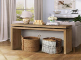 60'' Antique Brown Farmhouse Console Table - Retro Wooden Entryway Table with Double Board W1445P317058