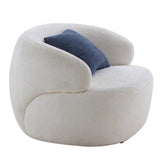 Swivel Barrel Living Room, Single for Small Space Comfy Round Sofa Boucle Accent W876P199947