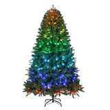 ZNTS 7.5 FT Pre-lit Artificial Christmas Tree, APP Controlled Xmas Tree Hinged Branches with 400 RGB 09504553