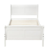 Wood Platform Bed Twin Bed Frame Mattress Foundation Sleigh Bed with Headboard/Footboard/Wood Slat WF192439AAK