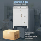 24-Inch Bathroom Vanity with Ceramic Sink, 1 Soft Close Door, 2 Soft Close Drawers, and Double N729P192078K