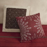 7 PC Pieced Faux Suede Comforter Set Red Cal King B03596841