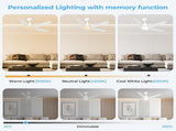 44 inch Ceiling Fans with Lights, Large Air Volume Ceiling Fans with Reversible Quiet DC Motor and 02967257