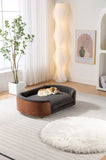 ZNTS Scandinavian style Elevated Dog Bed Pet Sofa With Solid Wood legs and Walnut Bent Wood Back, W794125953