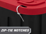 (6 pack)27 Gallon Large Storage Bin with Snap Lid, Black and Red, Heavy Duty Plastic Storage 92377941