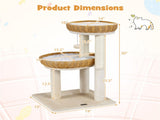 Multi-Level Cat Tree with 2 Wicker Baskets & Sisal Scratching Posts Indoor Cat Tower 01745223