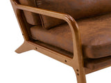 High Back Solid Wood Armrest Backrest Iron Frame Bronzing Cloth Indoor Leisure Chair Orange 41128051