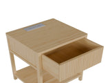 Bamboo Bedroom Nightstand with Charging Station, 2 Tier End Table, Bamboo Bedside Table with USB W2207P504489