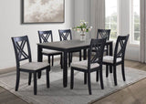 7-Pc Dinette Set Light Black Gray Rectangular Table Grey Upholstered Chairs Transitional Dining Room B011P184936