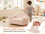2-in-1 Flip Open Kids Sofa Lounger, Teddy Fleece Toddler Couch with Carry Handle for Ages 3 51601904