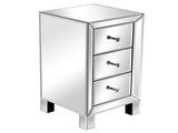 3-Drawer Mirrored Bedside Table MDF Cabinet with Mirrored Drawers Silver 12480391