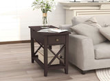 2-Drawer End Table, Flip Top Narrow End Table with Drawer, Accent Side Table Nightstand for T3771P356737