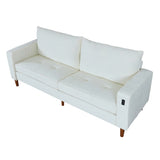 White Corduroy, Modern Style Solid Color Sofa , Multi-Person Sofa, Suitable 24394192