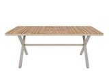 Teak Wood Top with Beige Steel Frame Outdoor Dining Table, 55.12" Rectangular Patio Table with N770P385226B