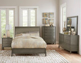 Bedroom Furniture 3 Drawers Nightstand Gray Finish Birch Veneer Nickel Hardware Bed Side Table B01146198