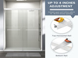 44-48 in. W x 72 in. H Double Sliding Shower Door, Semi-frameless Bathroom Sliding Door with 1/4" T5223P413100
