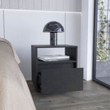 Nightstand 20"H, with One Open Shelf, 1 Drawer and Casters, Black B097133212