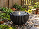 17.5" Gray Stone Sphere Water Fountain with 6 LED Lights Indoor Outdoor Water Feature 44486514