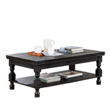 ZNTS Rustic Style Antique Black 1pc COFFEE TABLE Open Bottom Shelf Plank Style Table Top Living Room B011P214573