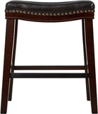 26" Contemporary Upholstered Saddle Counter Stool with Nailhead Trim , Dark Brown 62474.00PU