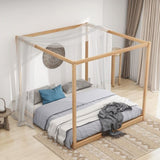 King Size Canopy Platform Bed with Support Legs, Natural WF309290AAM