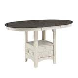 Antique White and Rosy Brown Finish Counter Height 1pc Dining Table w Extension Leaf and Storage B01167865