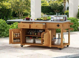 59.9''L Outdoor Gill Kitchen Cart, Solid Wood Kitchen Island with Extendable Stainless Steel N717P507994A