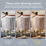 52 Inch Indoor Ceiling Fan With Lights 3 Solid Wood Fan Blade Noiseless Reversible Motor Remote KBS-52144