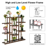 ZNTS 6-Story 11-Seat Indoor And Outdoor Multifunctional Carbonized Wood Plant Stand 62601647