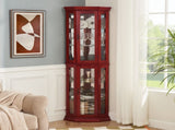 Corner Curio Cabinet Lighted Corner Display, Display Shelf Shelving Bar cabinet with Tempered 48787179