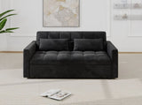 Corduroy Double Sleeper Sofa With Pull-Out Bed, 2 Pillows & Side Storage Pocket 26761074