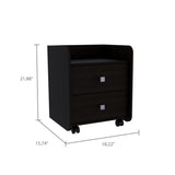 Aura Nightstand , End Table, Side Table Metal Handle, Two Drawers, Superior Top -Black B07091894