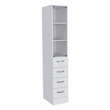 Preston Linen Cabinet, Three Shelves, Four Drawers B128P148966