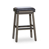 30" Bar Stool, Weathered Gray Finish, Black Leather Seat B04660632
