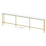 94.49"x7.87"x31.10" Extra Long Console Table, MDF Melamine Veneer & Iron Frame with Power Outlet, 83188920