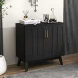 Mid Century Modern Fluted Sideboard with Adjustable Shelves & Solid Wood Legs, Buffet W1801P272511