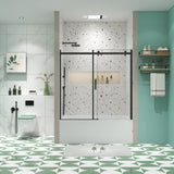Bathtub shower door, sliding door, with 5/16" tempered glass and Matted black finish 6058 W2122P167018