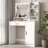 Vanity Desk with Mirror & Light, Large Drawer Three Level Storage Dresser, 3 Lighting Modes W2386P288809