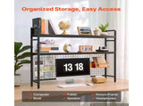 3-Tier Desktop Bookshelf with Metal Frame and Wooden Shelves, Countertop Storage Organizer with 20785994