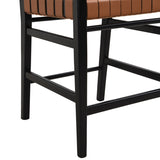 24.25'' Classic Counter Stools Set of 2,Brown PU Counter Stools with rubberwood Frame,Leather 74690.00BRN