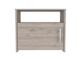 Nordico Nightstand , End Table, Side Table One Shelf, Single Door Cabinet, Metal Handle -Light Gray B20091971