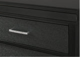 5-Drawer Tall Chest Modern 1pc Black Finish Solid Wood Wooden Crocodile Texture Crystal Tufted B011P198810