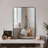 24x32 Inch Black Metal Framed Rectangular Bathrrom Mirror for Wall. W2203P302676